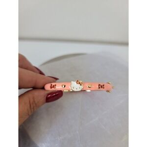 Hello Kitty Sanrio Girls Bracelet  peach /coral Enamel Gold Tone Brass JCM 6"